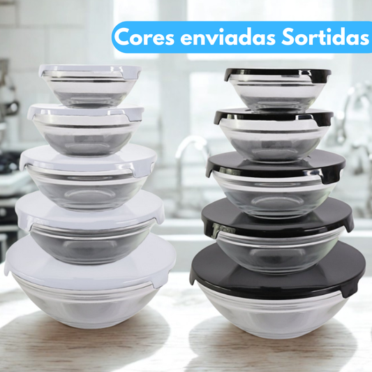 10 Potes de Vidros Resistentes Com tampa Sortida
