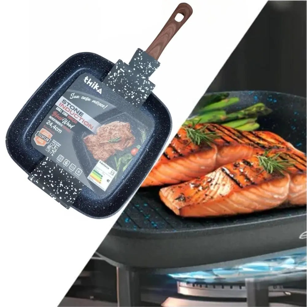Frigideira Grill com Indução Quadrada 24,4cm - Preta
