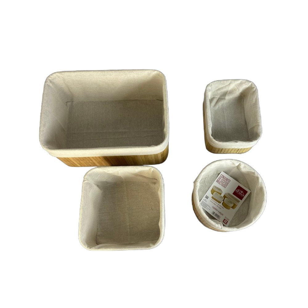 Conjunto 4 Cesto Organizador Multiuso em Bambu