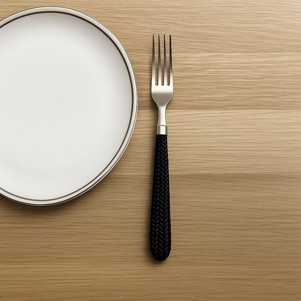Kit 6 Garfo de Mesa Inox Linha Gramado - Preta