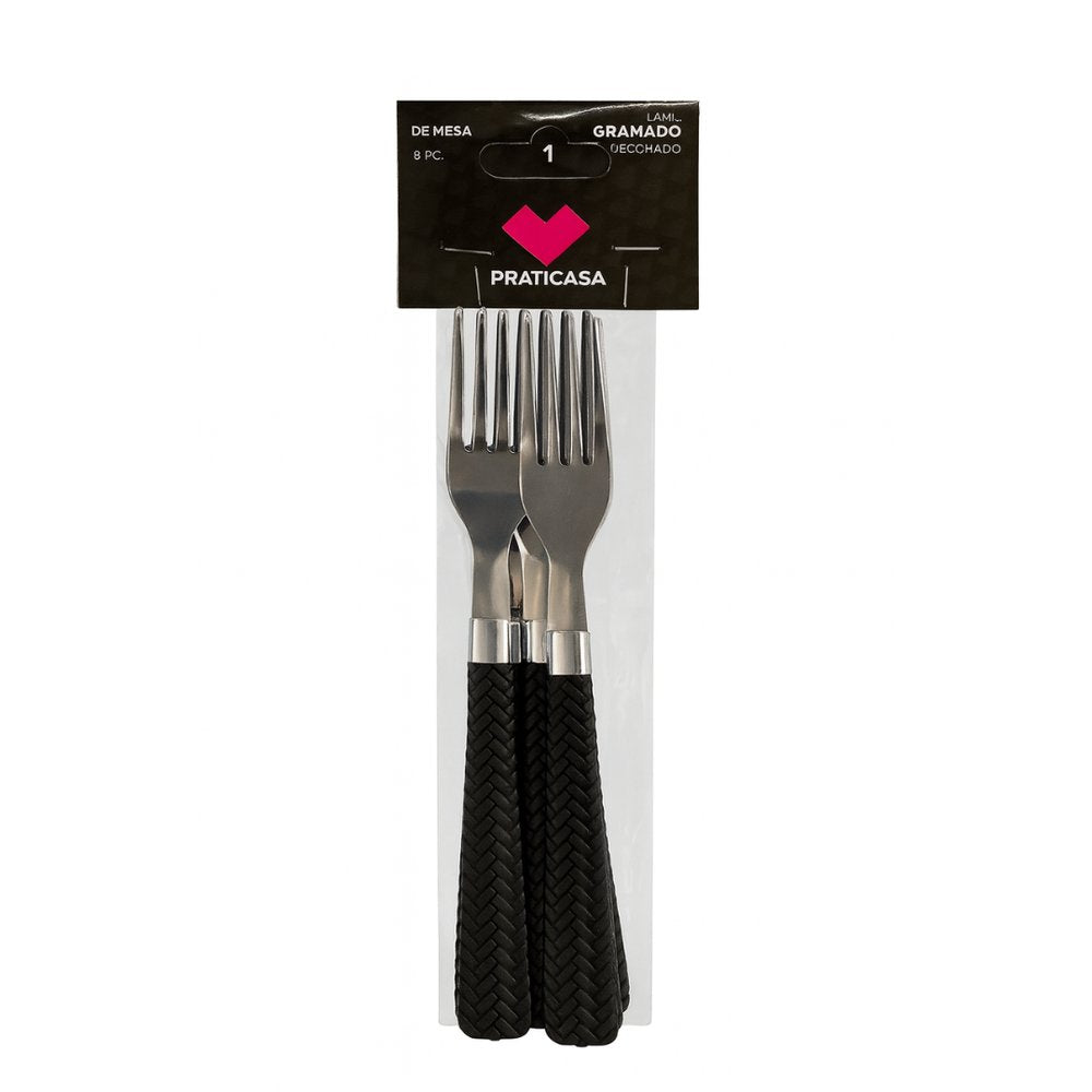 Kit 6 Garfo de Mesa Inox Linha Gramado - Preta