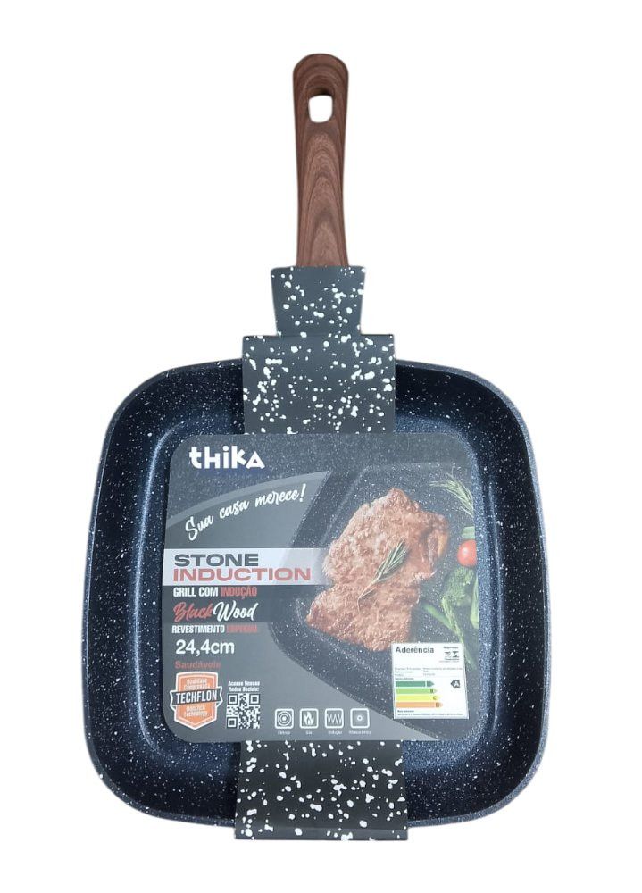 Frigideira Grill com Indução Quadrada 24,4cm - Preta